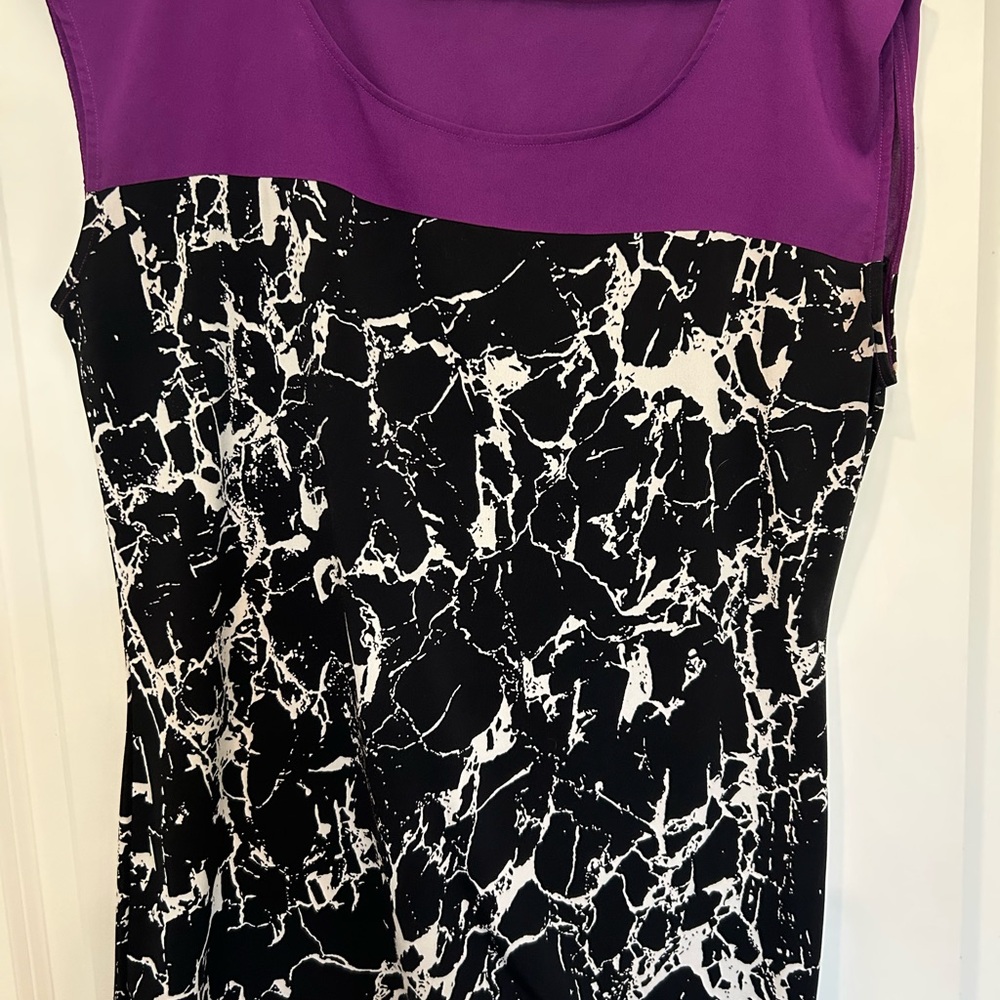 Calvin Klein Collection Purple and Black Marble Blouse